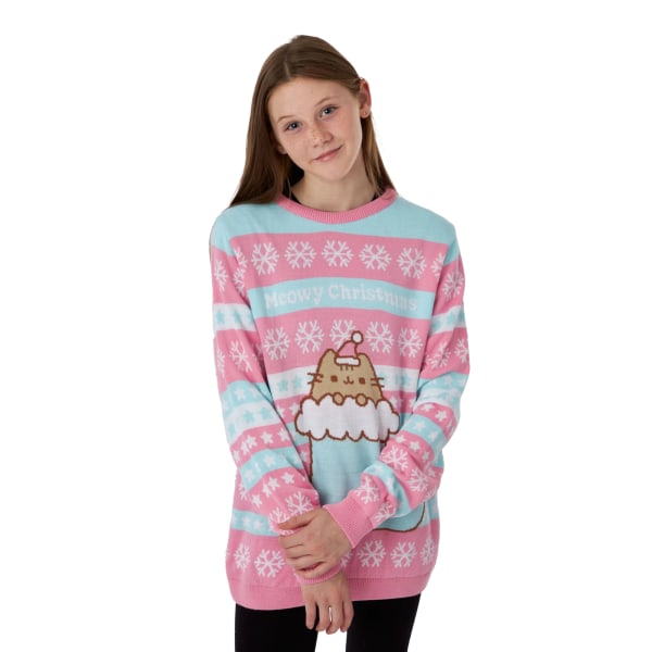 Pusheen Girls Knitted Christmas Sweatshirt 11-12 år Rosa/Blå Pink/Blue 11-12 Years