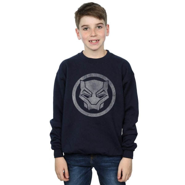 Marvel Boys Black Panther Distressed Icon Sweatshirt 5-6 år Navy Blue 5-6 Years