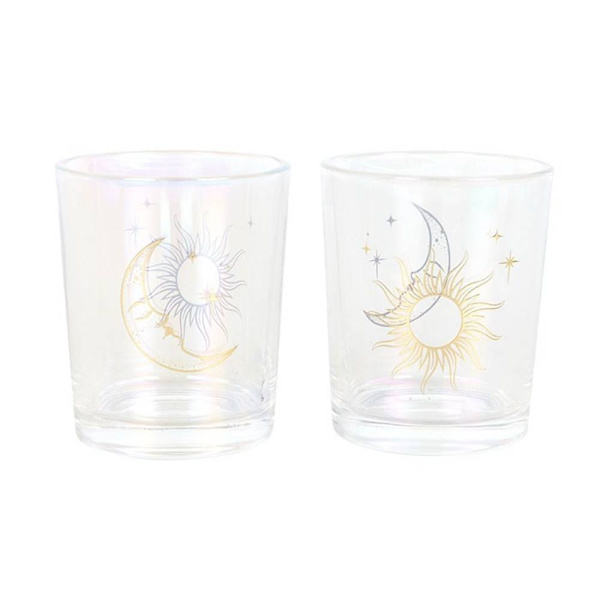 Something Different Iriserande Sol & Måne Ansikte Votivljusstake Ho Gold/Clear One Size