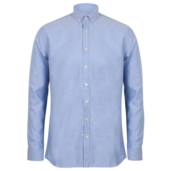 Henbury Herr Modern Långärmad Oxford Skjorta 4XL Blå Blue 4XL