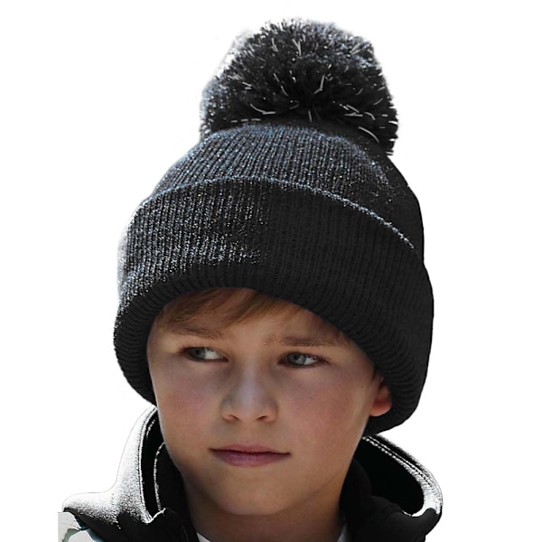 Beechfield Barn/Barn Reflective Bobble Beanie En Storlek Bla Black One Size