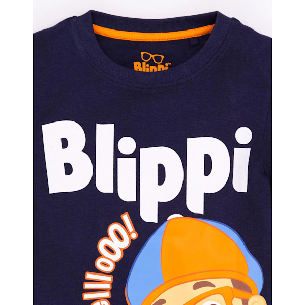 Blippi Barn/Barn Hello T-shirt 6-7 år Marinblå Navy 6-7 Years