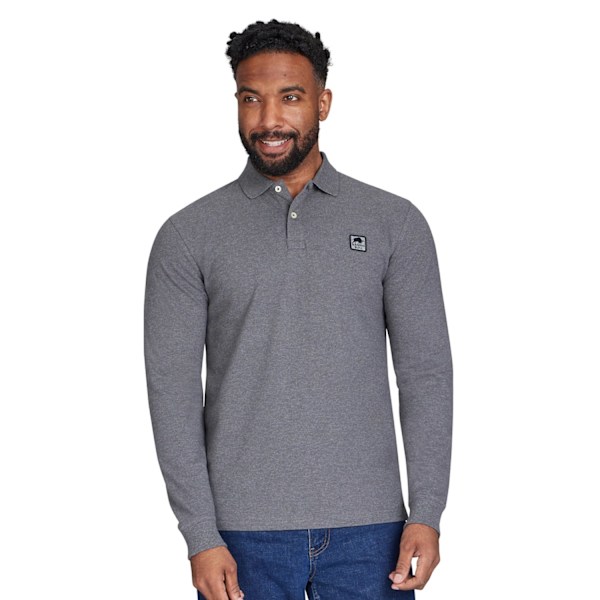 Raging Bull Herr Klassisk Patch Piké Långärmad Pikétröja 5X Charcoal 5XL