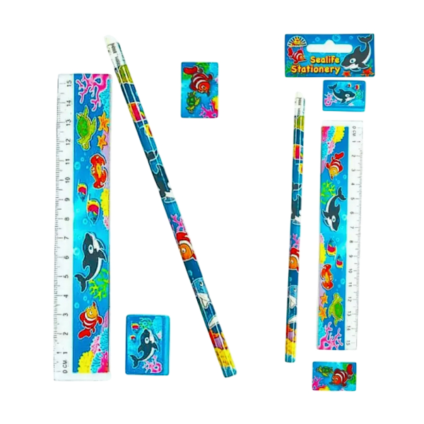 Playwrite Sealife Skrivset (4-pack) One Size Flerfärgad Multicoloured One Size