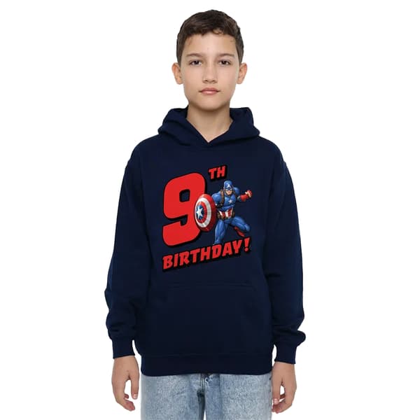 Captain America Barn/Barn Pull Over 9-årsdag Huvtröja 12 Navy 12-13 Years