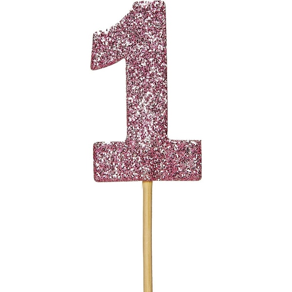 Årsdagshus Glitter 1:a födelsedagstårta Topper (12-pack) Pink One Size