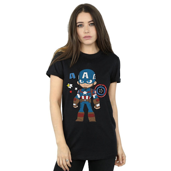 Marvel Dam/Damer Captain America Sketch Bomull Boyfriend T-Shirt Black XL