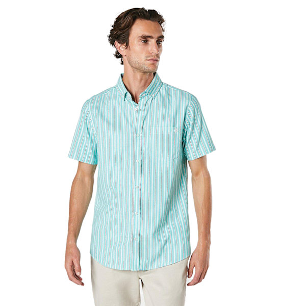 Maine Herr Oxford Multi Stripe Kortärmad Skjorta S Grön Green S