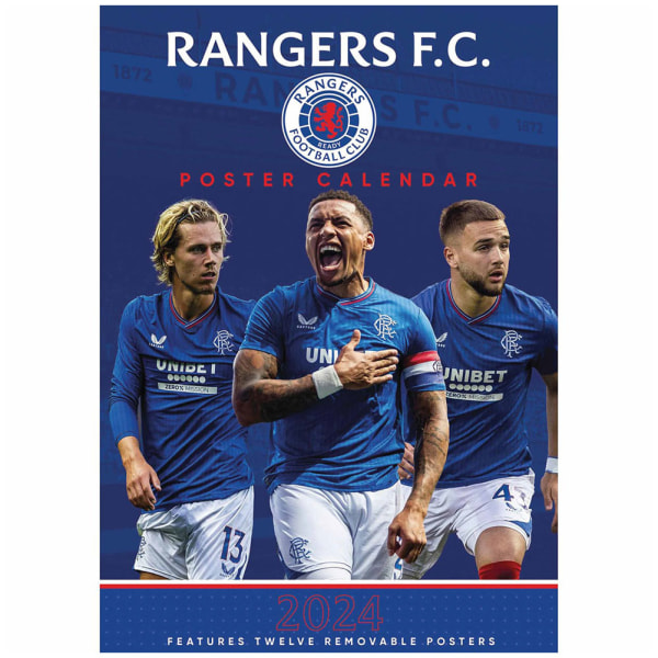 Rangers FC 2024 A3 Väggkalender One Size Kungsblå/Vit/Röd Royal Blue/White/Red One Size