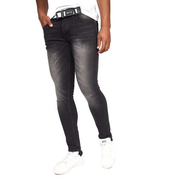 Crosshatch Herr Barbeck Slim Jeans 38S Svart Tvätt Black Wash 38S