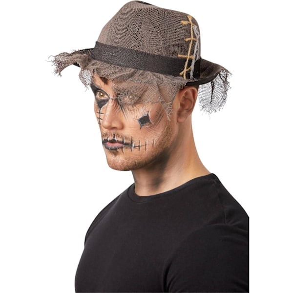 Smiffys Gothic Distressed Linen Trilby, Grå, One Size Grey One Size