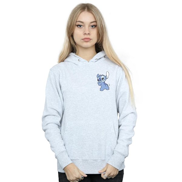 Disney Dam/Kvinnor Lilo Och Stitch Stitch Baksida Bröst Tryck Hoodie Sports Grey S
