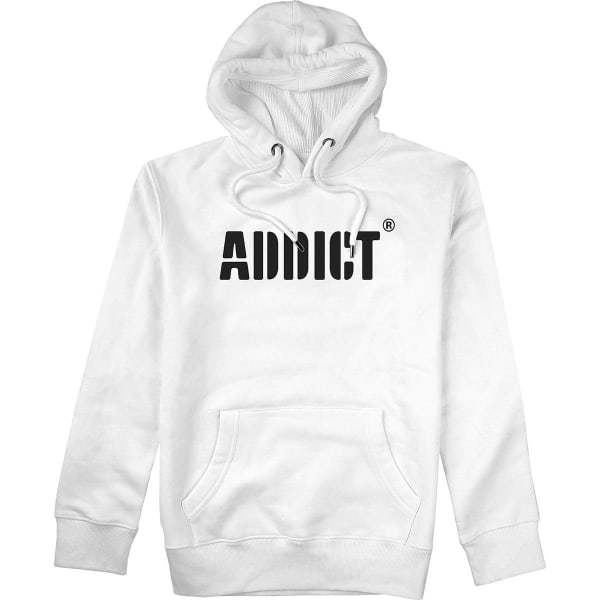 Addict Herr Stencil Logo Hoodie M Vit White M