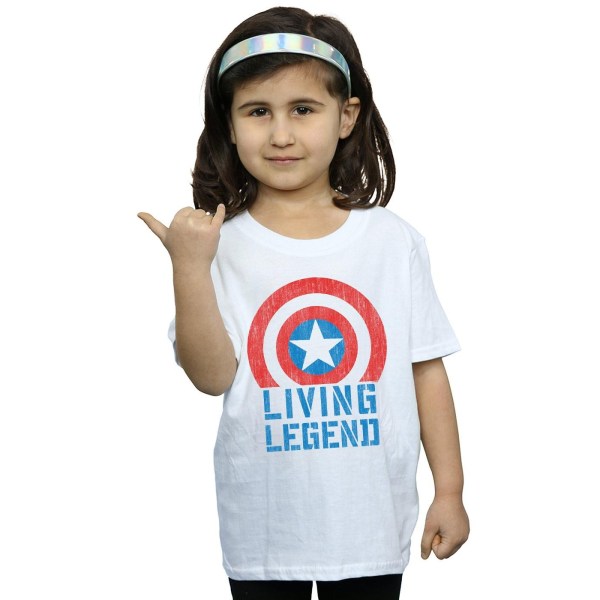 Marvel Girls Captain America Living Legend bomullströja 5-6 år White 5-6 Years
