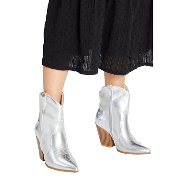 Faith Dam/Kvinnor Montie Stitch Detalj Cowboy Boots 8 UK Silv Silver 8 UK