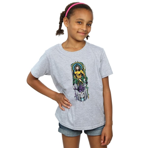 DC Comics Girls Aquaman Ocean Master Bomull T-shirt 5-6 år S Sports Grey 5-6 Years