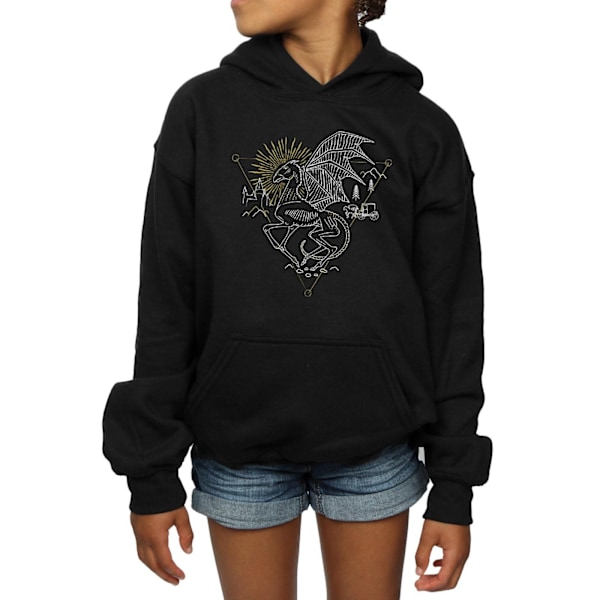 Harry Potter Flickor Thestral Linje Art Hoodie 12-13 År Svart Black 12-13 Years