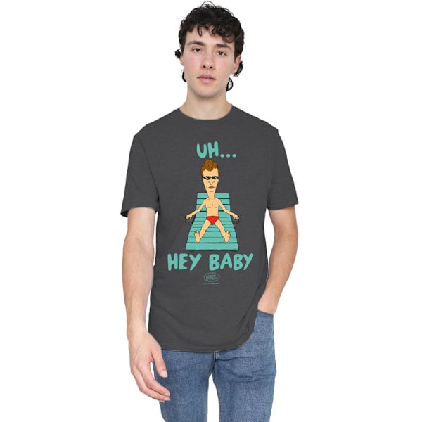 Beavis & Butthead Unisex Vuxen Uh Hey Baby T-Shirt L Gråmelerad Charcoal L