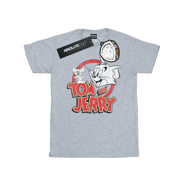 Tom And Jerry Dam/Damer Distressed Logo Bomull Boyfriend T-Shirt Sports Grey S