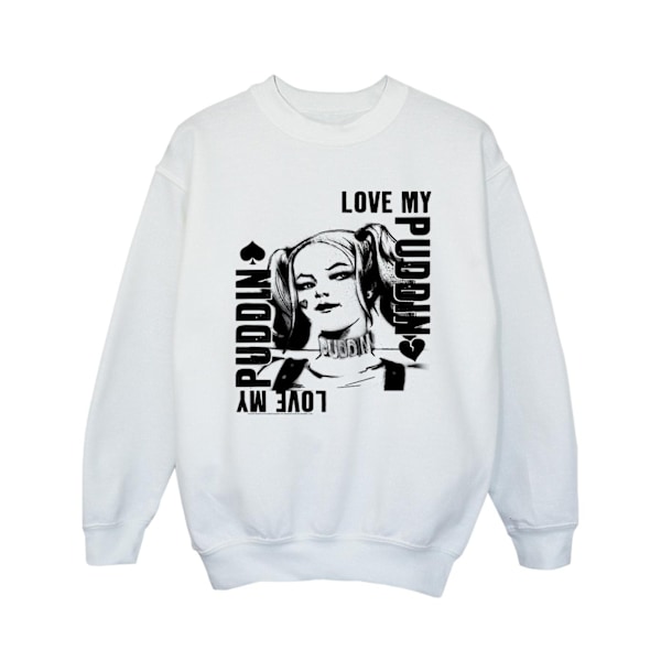 DC Comics Girls Suicide Squad Harley Love Puddin Sweatshirt 12- White 12-13 Years
