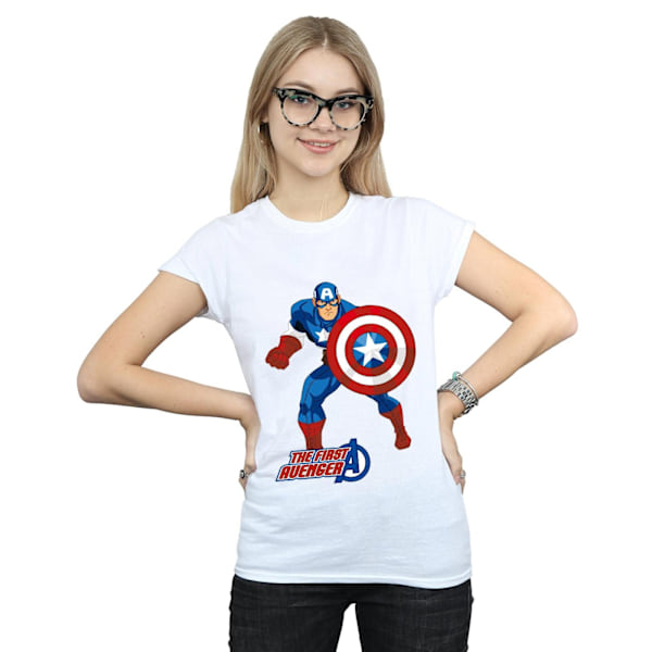 Captain America Dam T-shirt för kvinnor/damer The First Avenger M Vit White M