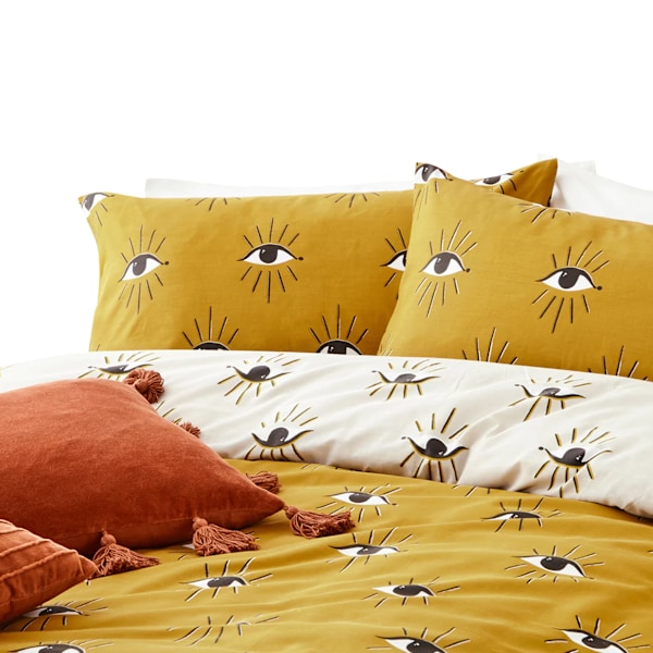 Furn Theia Eye Påslakan Set King Ockragul Ochre Yellow King