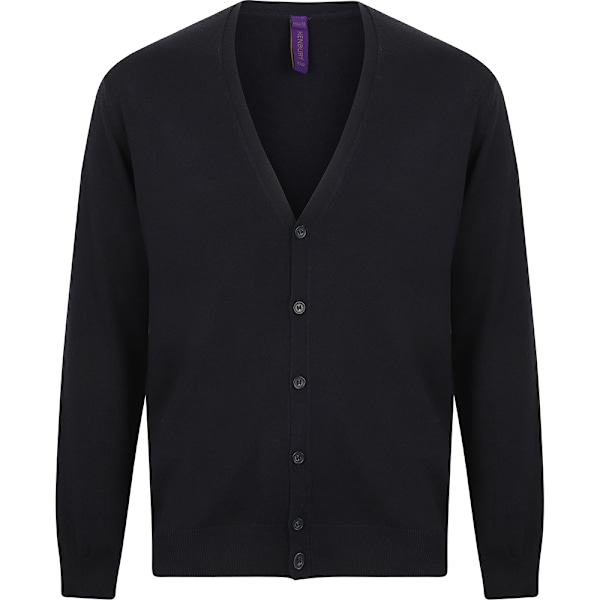 Henbury Herr V-ringad knapp fin stickad kofta 4XL Marinblå Navy 4XL