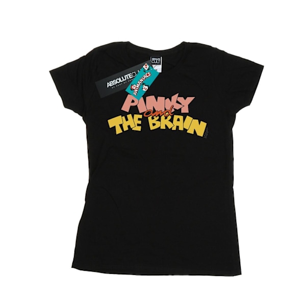 Animaniacs Dam/Kvinnor Pinky And The Brain Logo Bomull T-Shir Black L