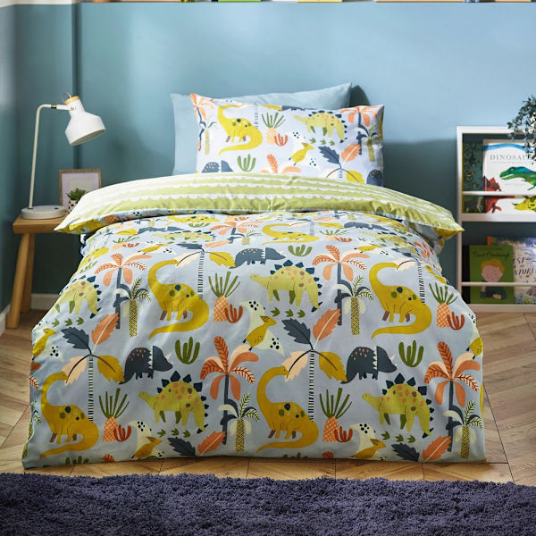 Little Furn Dinos Scandi Påslakanset Barn Blå/Grön Blue/Green Toddler