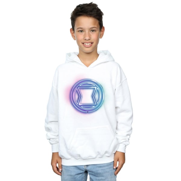 Marvel Boys Black Widow Neon Logo Hoodie 5-6 år Vit White 5-6 Years