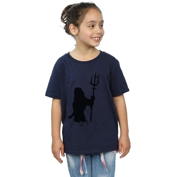 DC Comics Girls Aquaman Mono Silhouette Bomull T-shirt 7-8 år Navy Blue 7-8 Years