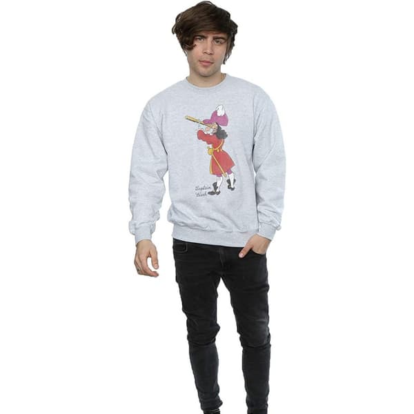 Peter Pan Herr Klassisk Kapten Krok Heather Sweatshirt M Grå Grey M