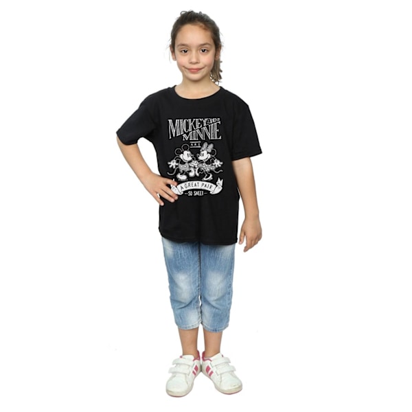 Disney Girls Mickey och Minnie Mouse Great Pair Bomull T-shirt Black 7-8 Years