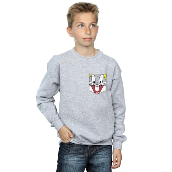 Looney Tunes Pojkar Bugs Bunny Ansikte Faux Fick Sweatshirt 7-8 År Sports Grey 7-8 Years