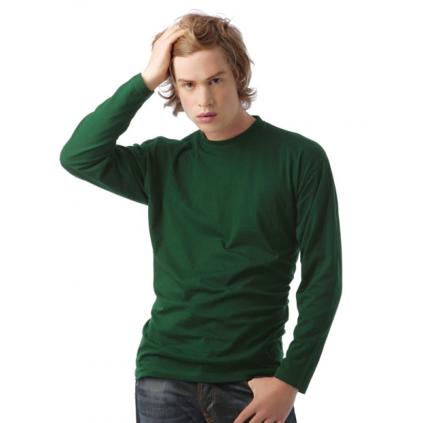B&C Mens Exact 150 LSL långärmad T-shirt med rund hals XL flaska Bottle Green XL