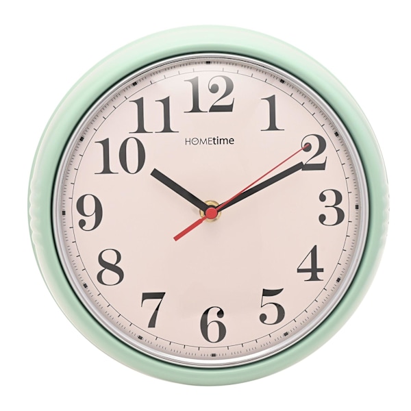 Hometime Rund Retro Salviagrön Metall Väggklocka 24cm One Size Salviagrön Sage One Size