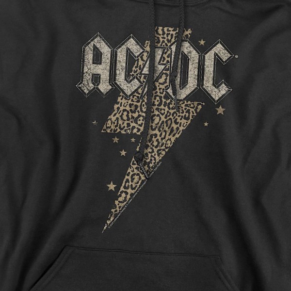AC/DC Leopard Print Bolt Hoodie för män, M, Svart Black M