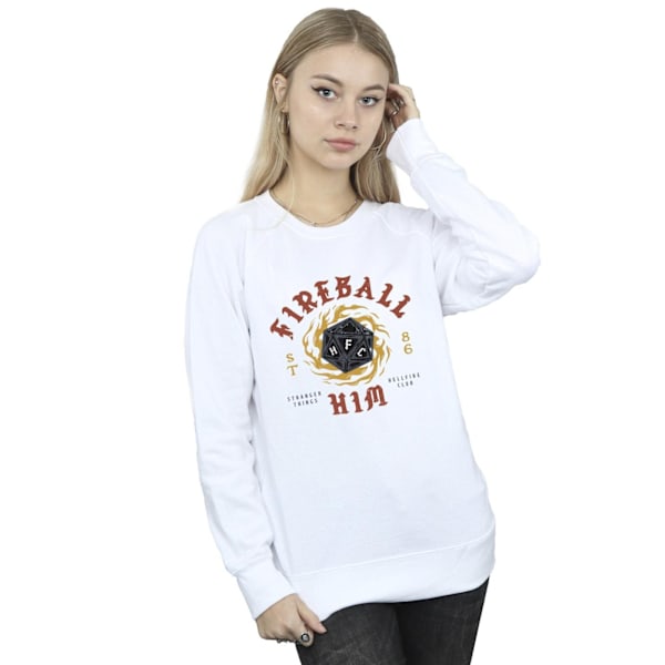 Netflix Dam/Kvinnor Stranger Things Fireball Dice 86 Sweatshirt XL Vit White XL