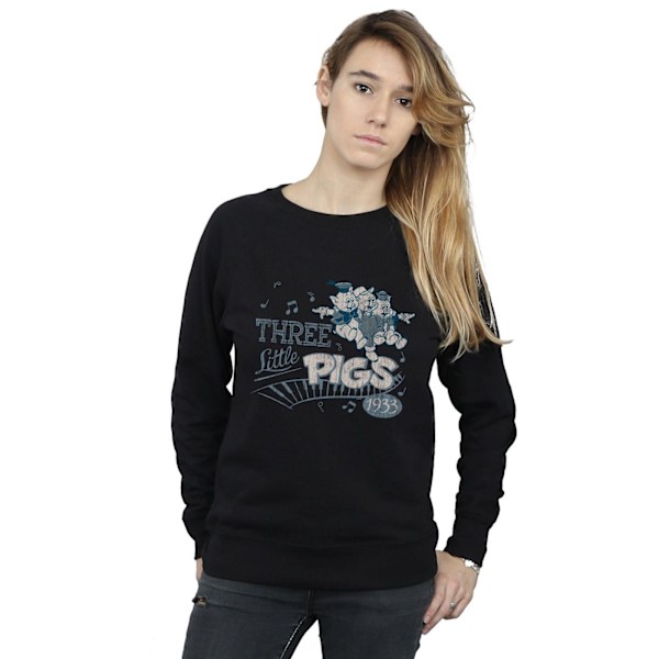 Disney Dam/Kvinnor Tre Små Grisar 1933 Sweatshirt S Svart Black S