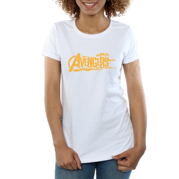 Marvel Dam/Kvinnor Avengers Infinity War Orange Logo Bomull T-shirt White XL