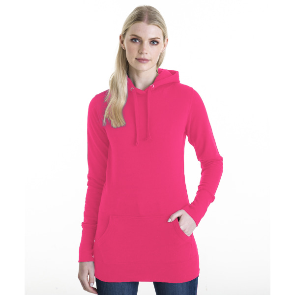 Awdis Girlie Womens Longline Hooded Sweatshirt / Hoodie XS Hot Hot Pink XS