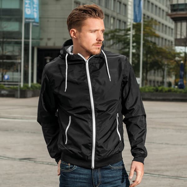 Bygg ditt varumärke Herr Zip Up Wind Runner Jacka L Svart/Vit Black/White L