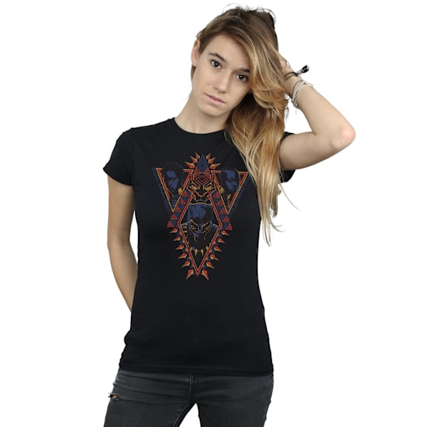 Marvel Womens/Ladies Black Panther Tribal Heads Bomull T-shirt Black M