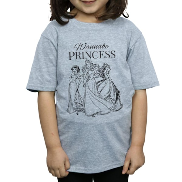 Disney Princess Girls Wannabe Princess Bomull T-shirt 7-8 år Sports Grey 7-8 Years