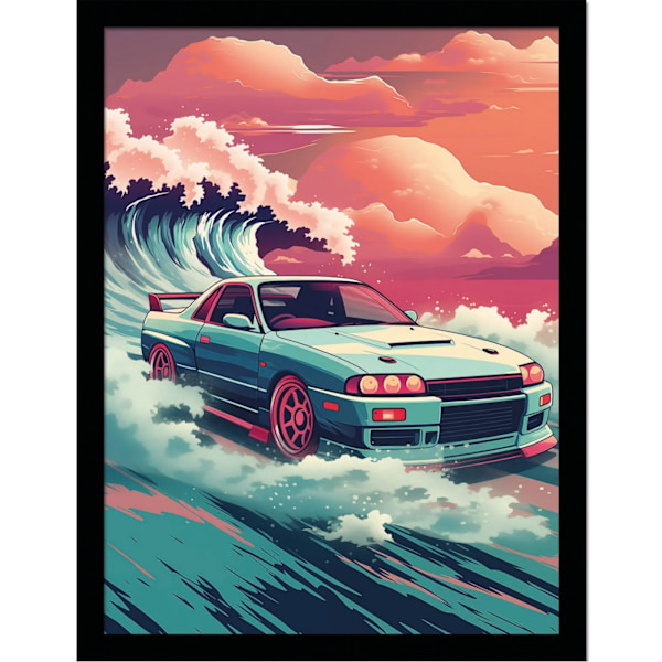 Pyramid International Wave Cars Hakosuka inramad affisch 40cm x 3 Multicoloured 40cm x 30cm