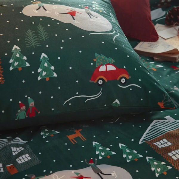 Furn Winter Pines Fleece Påslakan Set Junior Pine Green Pine Green Junior