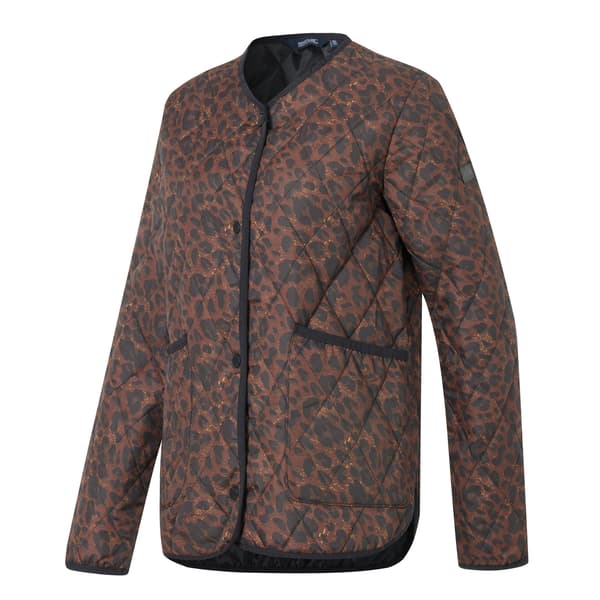 Regatta Dam/Dam Maia Leopardmönstrad Quiltad Jacka 14 UK D Dark Brown/Black 14 UK