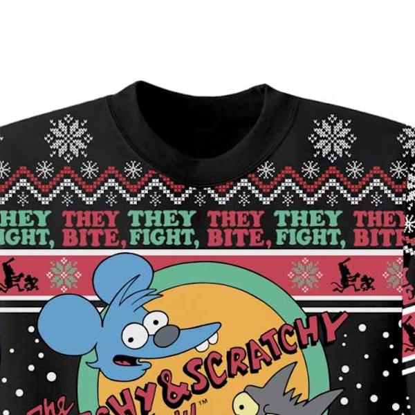 The Simpsons Unisex Vuxen Itchy And Scratchy Show Stickad Tröja Multicoloured XL