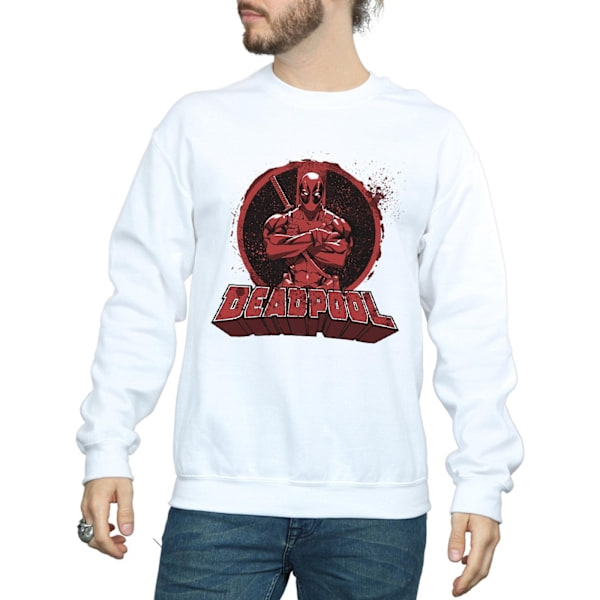 Marvel Herr Deadpool Korsa Armar Logotyp Sweatshirt M Vit White M
