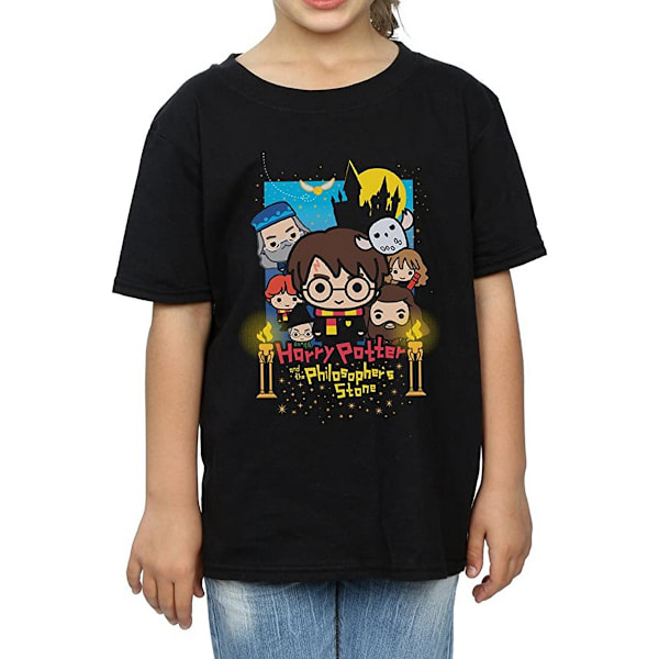 Harry Potter och de vises sten flickor Chibi bomull T-S Black 9-11 Years